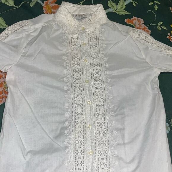 Vintage • Shirt dress • Leslie Fay petite • crocheted lace • modest • beach - Picture 7 of 10